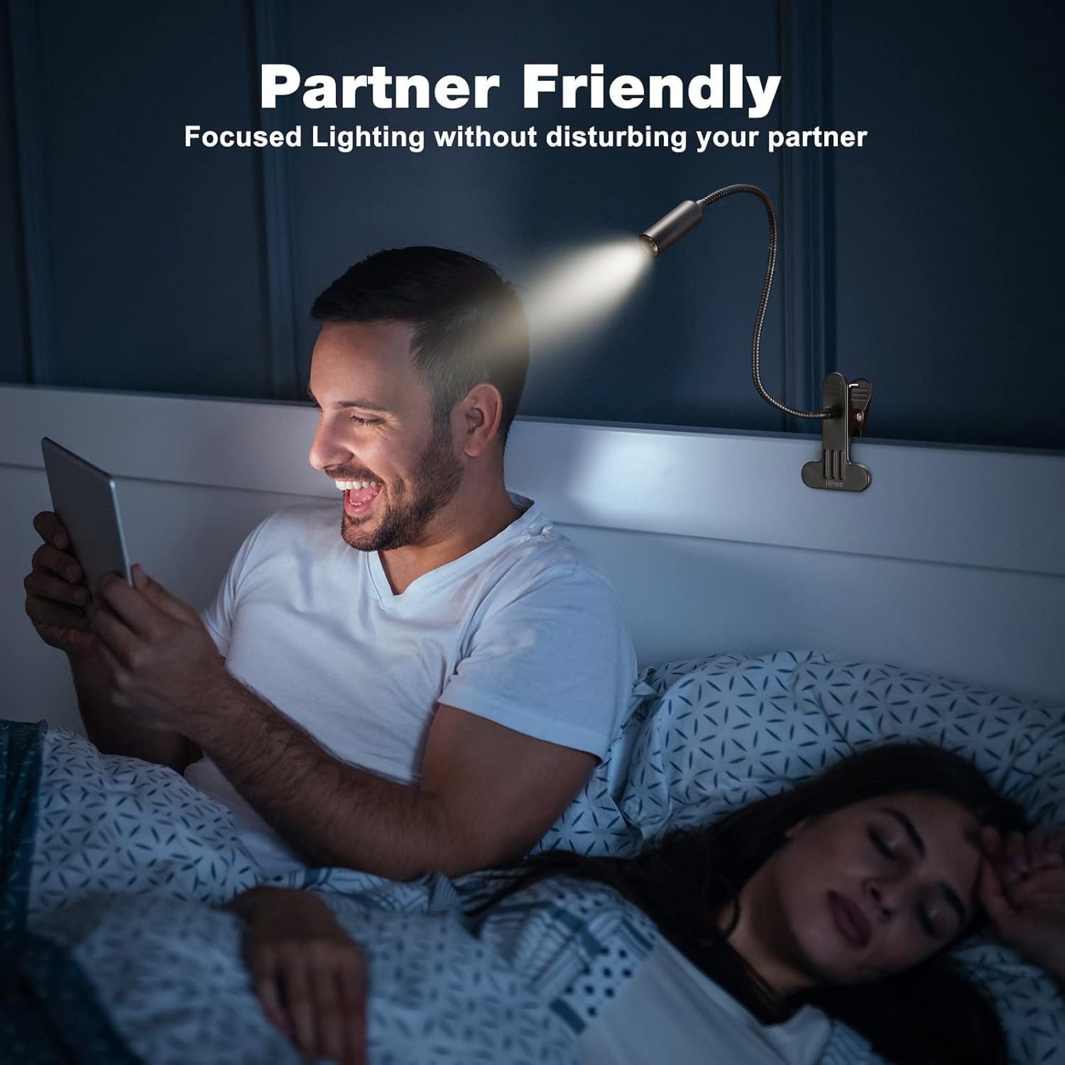 Hifree 5W Led Lampara Lectura Cama, 10 Niveles Lampara Pinza Cabecero Cama, Usb Interface Lampara para Leer en La Cama es adecuado para el Aprendizaje, Manicura, Manualidades, Maquillaje