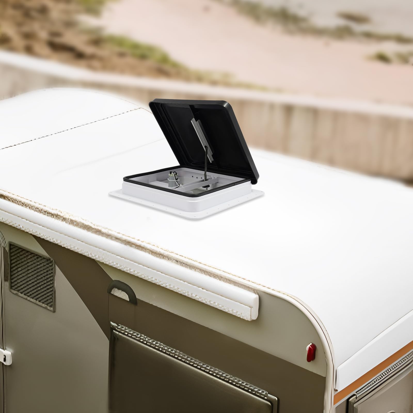 Ventana de caravana 42x42 cm, tragaluz de tejado, tragaluz con pantalla, claraboyas Wnmobil