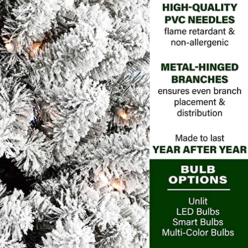 Fraser Hill Farm Silverton Fir Snowy Christmas Tree, 6.5 Feet Tall | Artificial Flocked Tree Includes Easy To Connect Clear Smart Lights | Perfect Xmas Tree For Living Room Or Family Room #TOP3