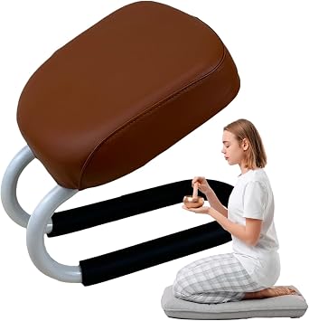 Meditation Stool with Adjustable Metal Seat, Soft Cushion, Non-Slip Base