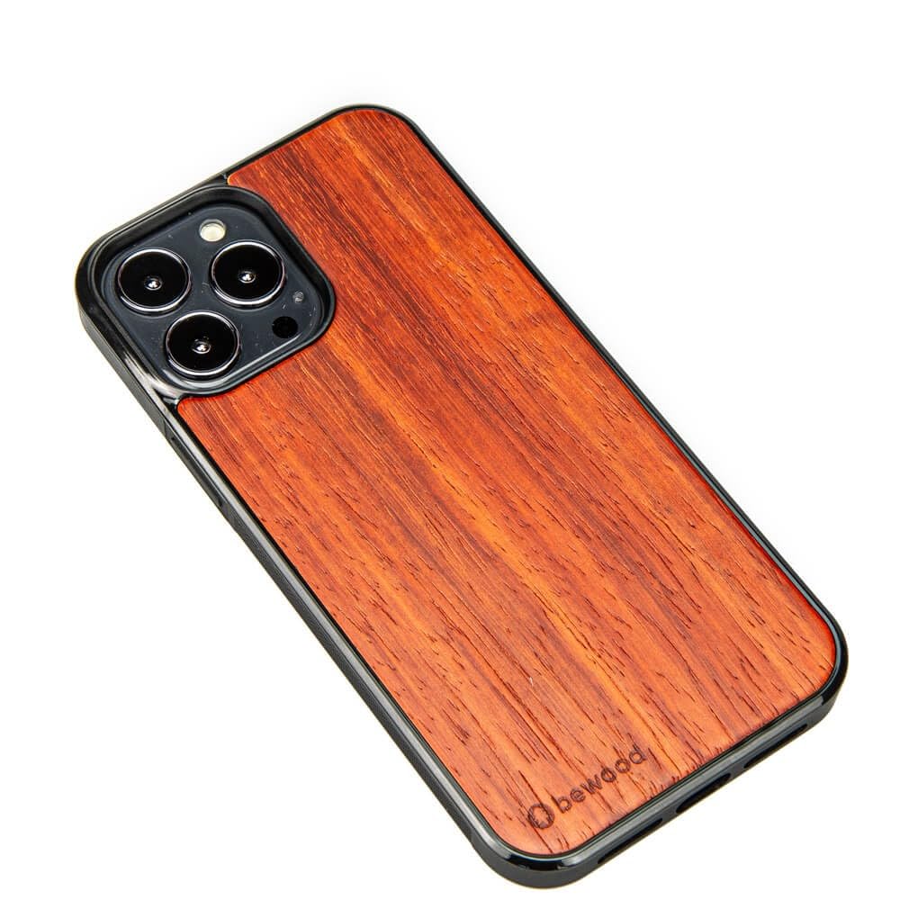 Custodia in legno compatibile con iPhone 11, in legno di Padouk naturale, fatta a mano, telaio in silicone TPU, base in policarbonato, antiurto, opaco lucido