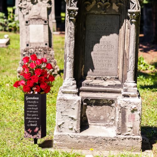 Jarrones de cementerio para abuela WEBEEDY con estaca de metal para tumbas 7