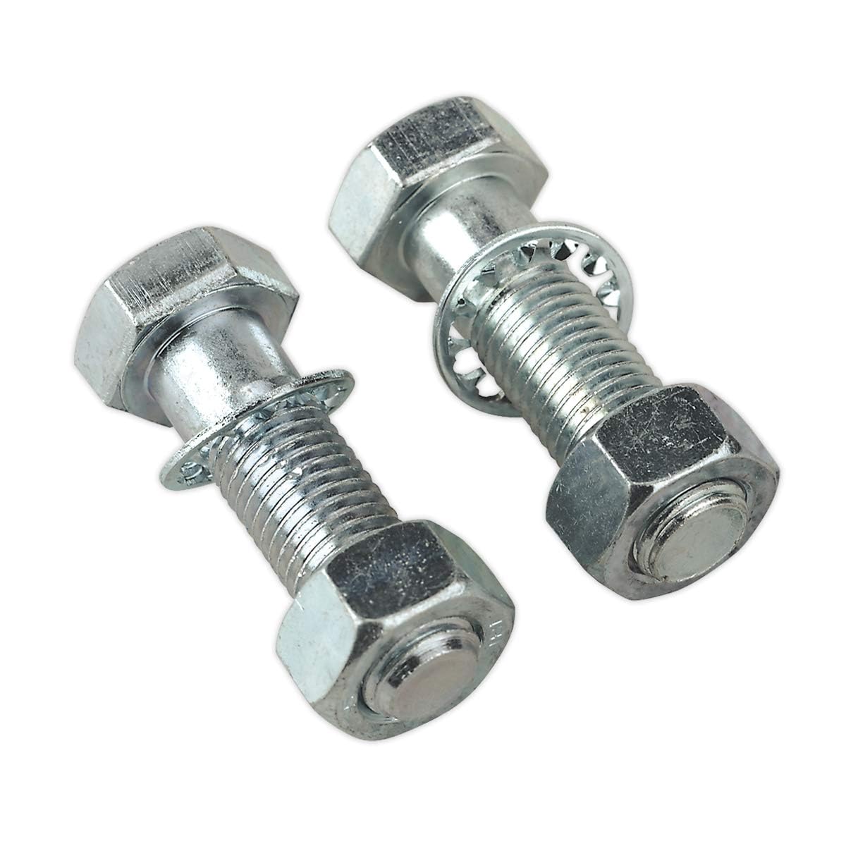 Pack of 2 M16 x 90mm Nuts And Bolts to fit Maypole Towball Towbar High Tensile Strength Steel & Shake-proof Washers Perfect For Secure Tow Ball Installation, Zinc Plated Hexagon Head Bolts for Towing