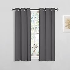 RYB HOME Blackout Curtains for Small Window - Thermal Insulated Privacy Curtains Shades for Kitchen Bathroom Cafe Dorm Loft, W 29 x L 45 inch per Panels, Greyish Purple, 2 Pcs