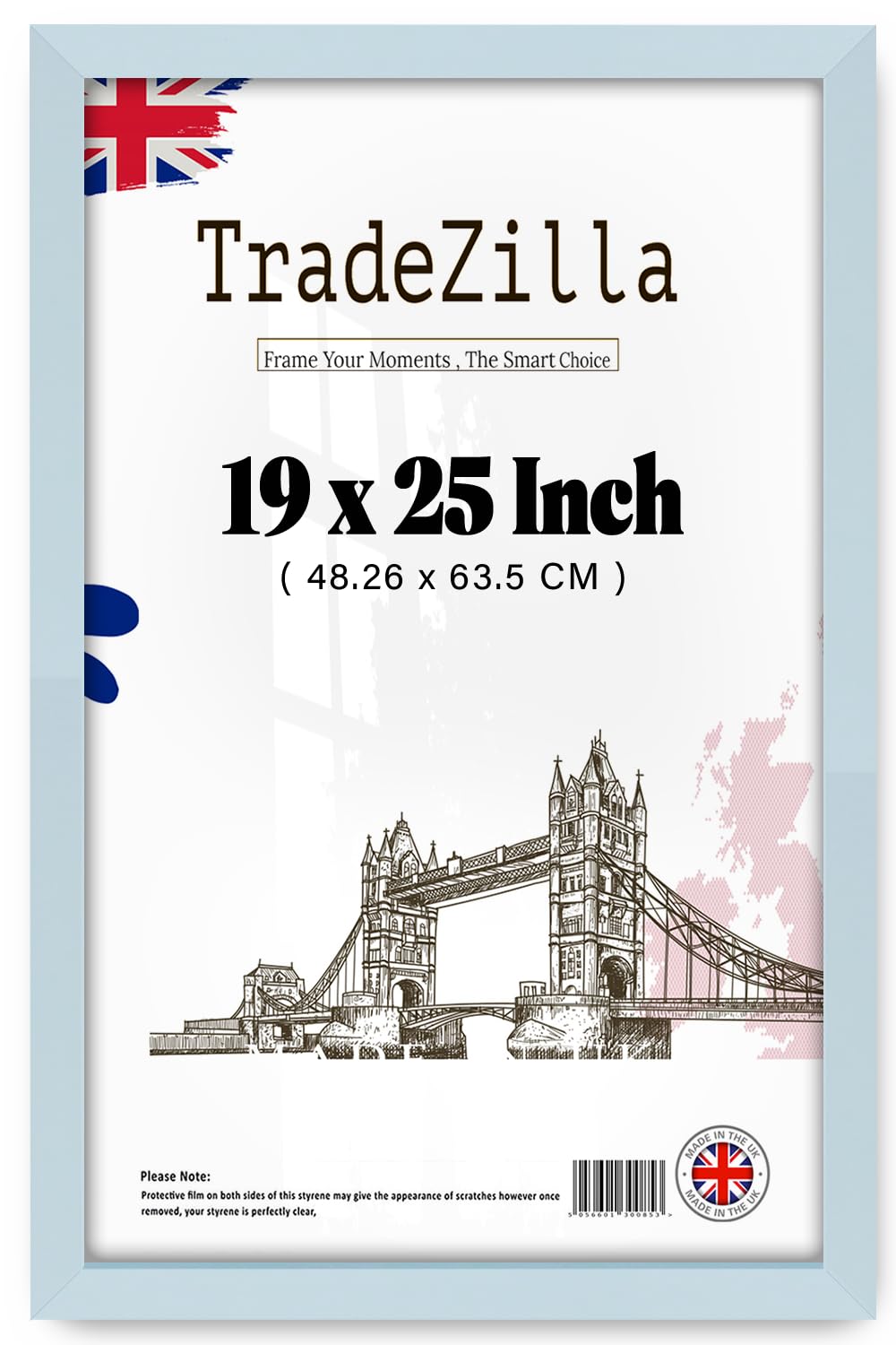 TradeZilla Elegant 19x25” Picture Frames with Solid MDF Eton Wood (48.26 x 63.5cm) Tabletop or Wall Poster Frame for Homes and Offices Display -[Light Grey,48.26 x 63.05 cm] — image 1