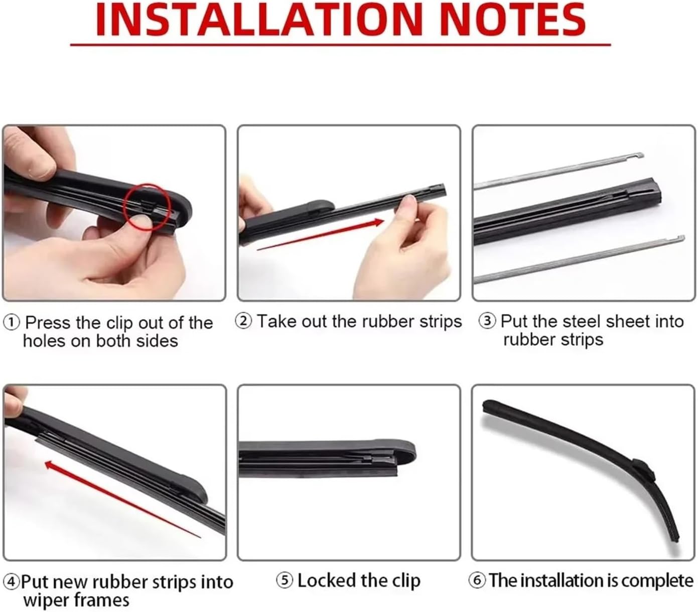 Natural-Rubber Strip Suitable For 6mm Frameless Wiper Blades 14/16/17/18/19/20/21/22/24/26/28/30 Inches Trimmable Wiper Rubber Strip(21 inch,4 pcs)