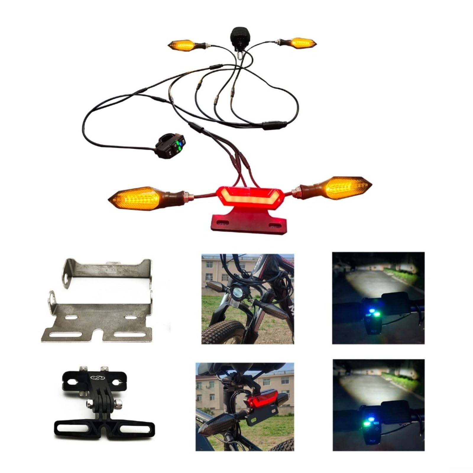 Kit d'éclairage pour vélo électrique BAFANG, clignotants avant et arrière, haute visibilité clignotante pour vélo et tricycle, installation facile 36 V 48 V 52 V