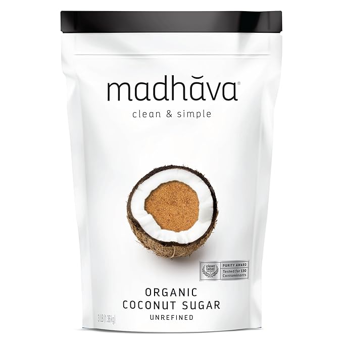 MADHAVA Organic Coconut Sugar 3 Lb. Bag (Pack of 1),