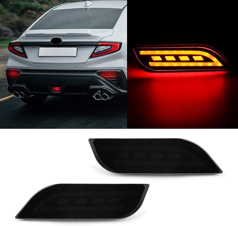 Luzes traseiras de para-choque KUNGKIC LED para Subaru WRX VB S4 STI 2022–2025 – Conjunto com 2 peças