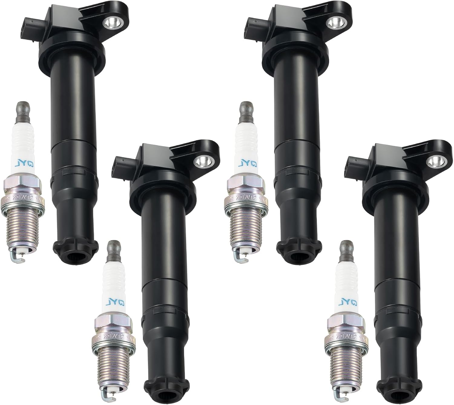 QYL Set of 4 Ignition Coil Packs UF499 & Spark Plugs 7090 BKR5EGP Fits for 2006-2011 Kia Rio Rio5 Rondo Hyundai Accent 1.6 L4 Replaces# UF499 C1543