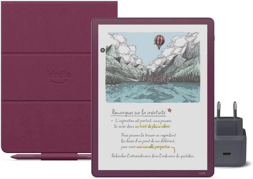 Amazon Kindle Scribe Colorsoft 64 Go (Figue) + Stylet Premium + Étui en cuir premium (Figu