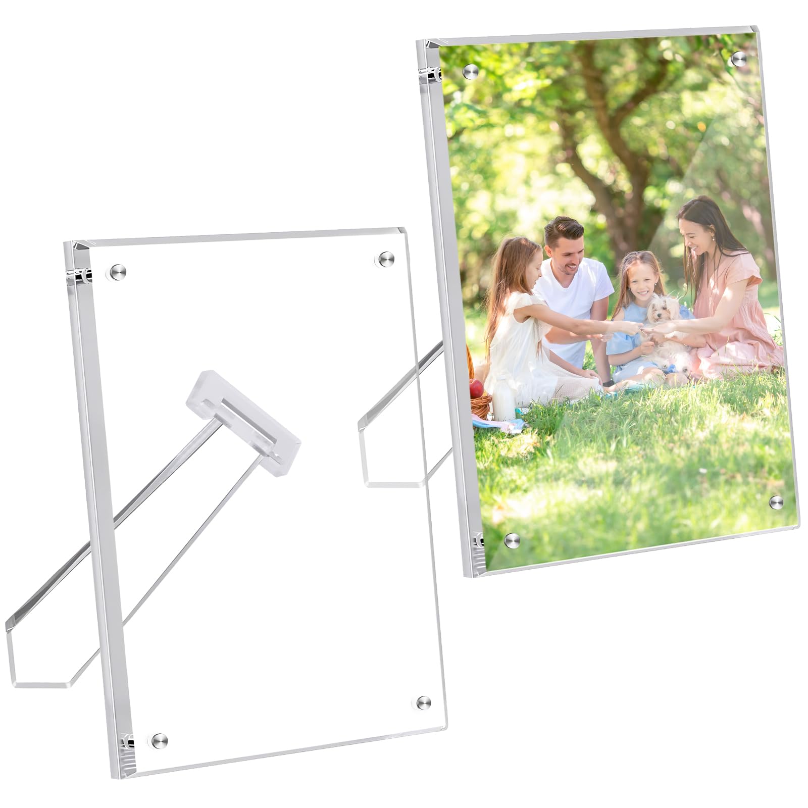 lalago 2PC Magnetischer Bilderrahmen 13 * 18cm,7inch Acryl Fotorahmen zum Vertikalen，Acryl Magnetische Bilderrahmen