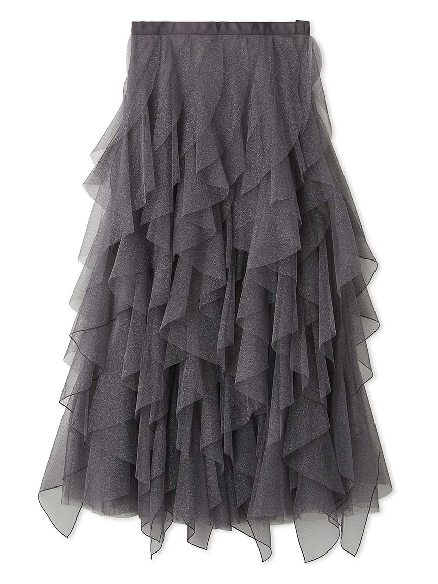 大人気　入手困難　チュールラッフルスカート　フレイアイディー　グレー Amazon.co.jp: [フレイ アイディー] チュールラッフルスカート