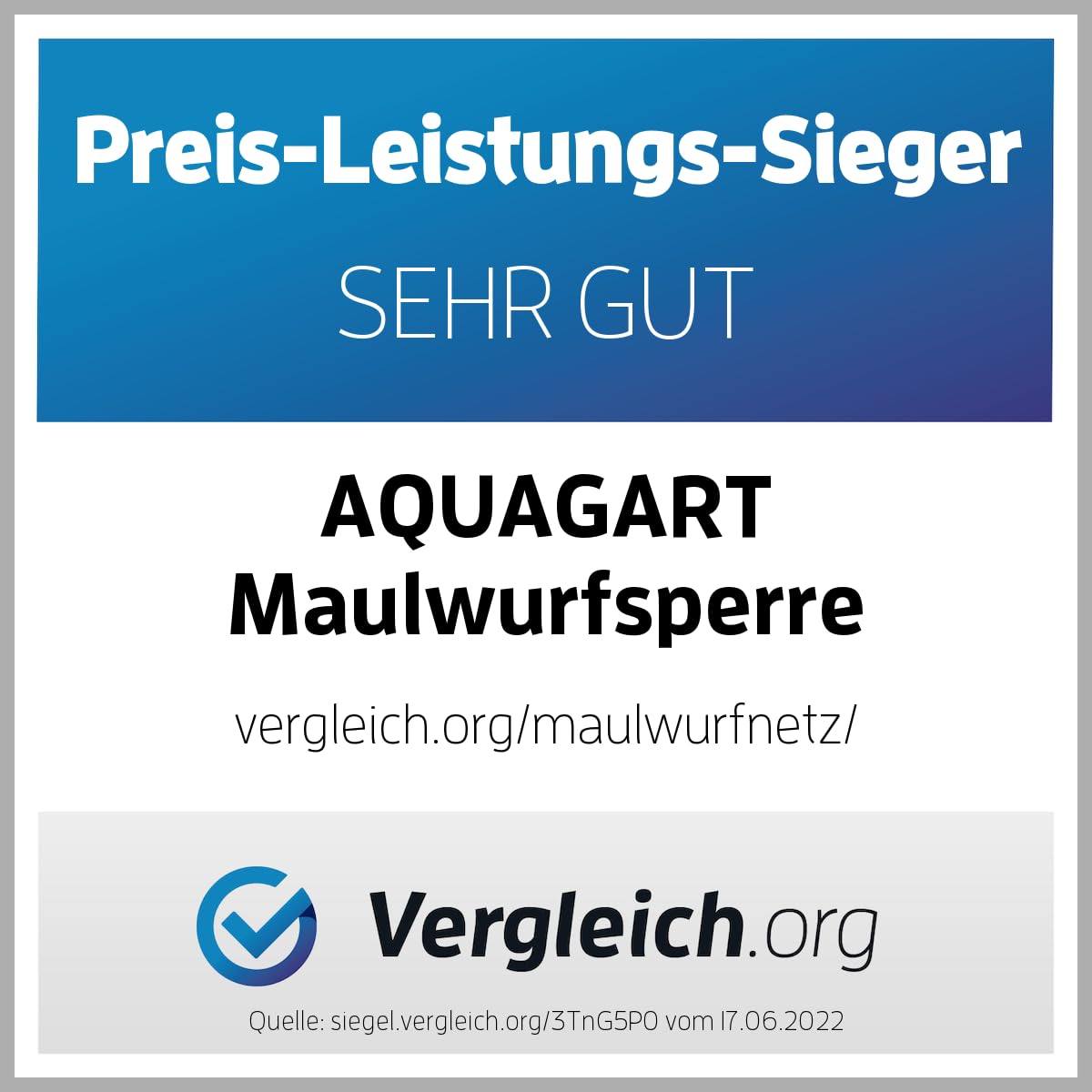 Aquagart Maulwurfsperre 90g 64m² I 2m breites Maulwurfnetz für optimalen Rasenschutz I Engmaschige Unterlage zum Schutz vor Maulwürfen I Tierfreundliche Maulwurfabwehr mit feinmaschigem Netz