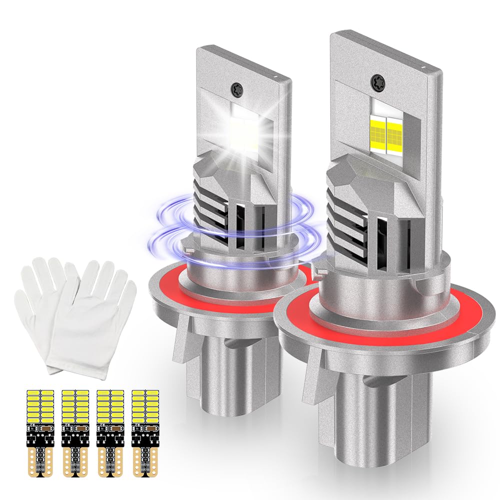 Żarówka LED H13 z wentylatorem chłodzącym 90 W, 18000 lm, 6500 K, bardzo jasna, biała, 9008, reflektor samochodowy, 1:1, wymiana lamp halogenowych i ksenonowych, Plug & Play, 2 sztuki