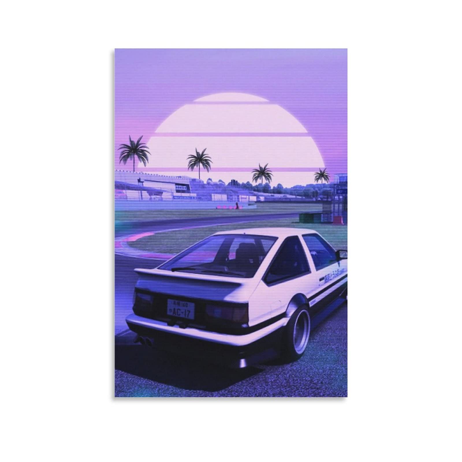 ALUKAP 90s Ae86 Vaporwave Jdm Car Family Decorative Painting Wall Art Canvas Posters Hanging Poster Gifts 12x18inch(30x45cm)