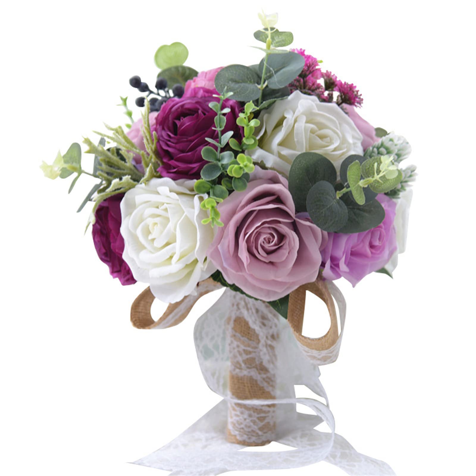 Decorazione per Matrimonio Bouquet di Fiori Artificiali Sposa Che Tiene i Fiori Decorazione per la casa 12,21" Rosa per Sposa Fatta a Mano in Seta Lancio Chiesa Ce