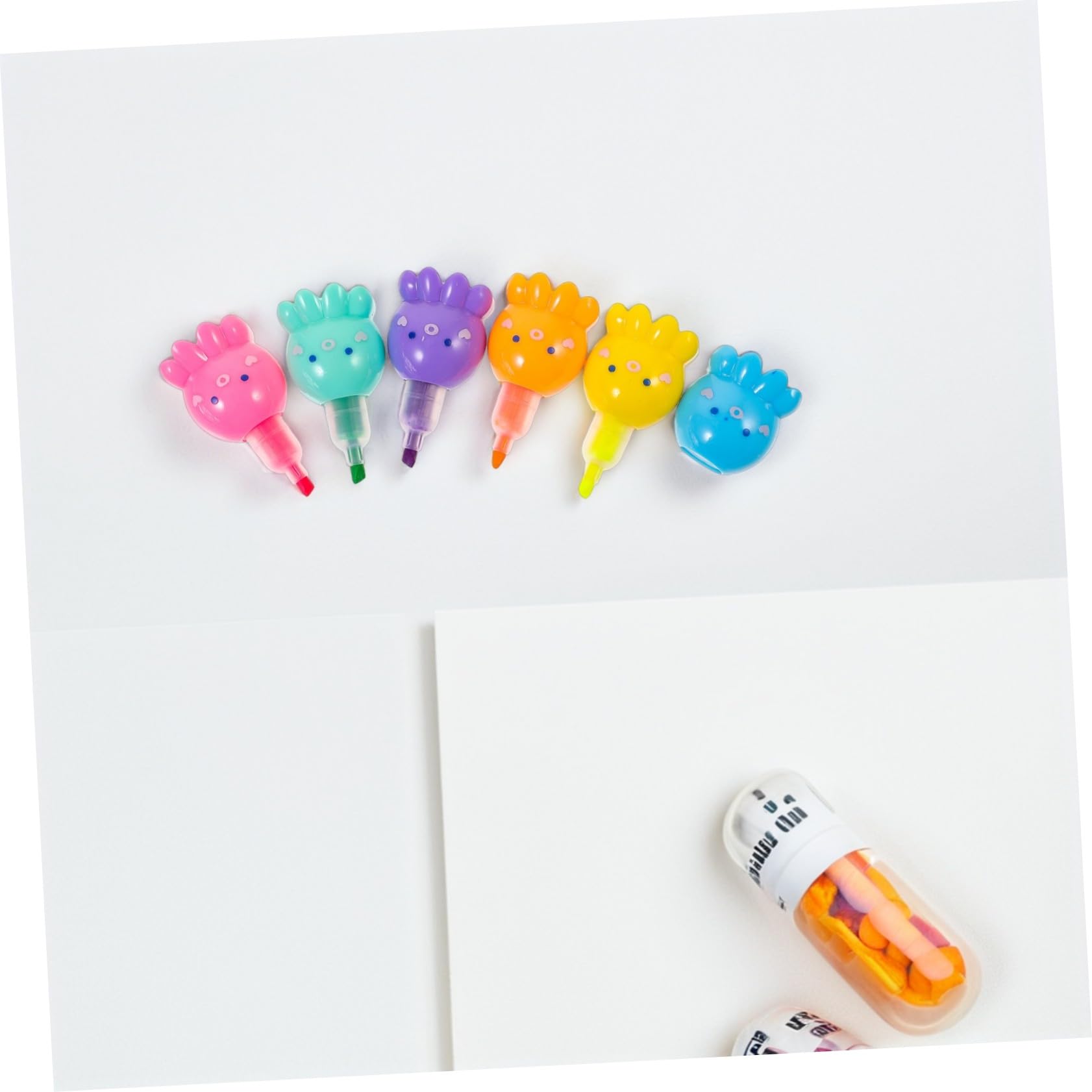 TEHAUX 2 Set Mini Evidenziatori Fluorescenti Polpo Penne Colorate Impilabili per Scrittura e Pittura Palmo-friendly per Studenti