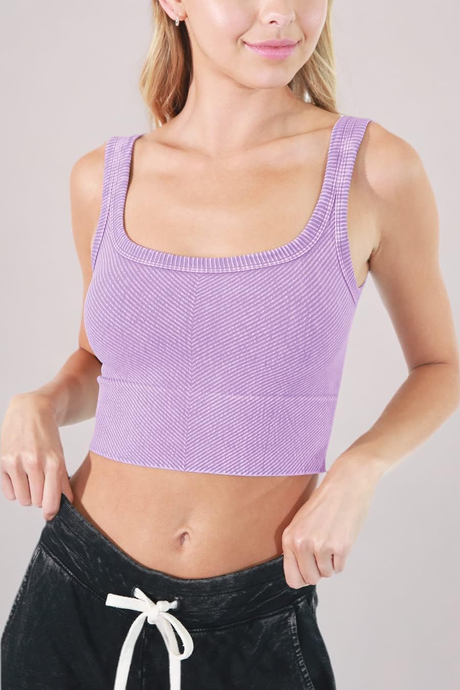 NIKIBIKI Women Seamless Vintage Chevron Ribbed Crop Top, Made in U.S.A, One Size - Image 4