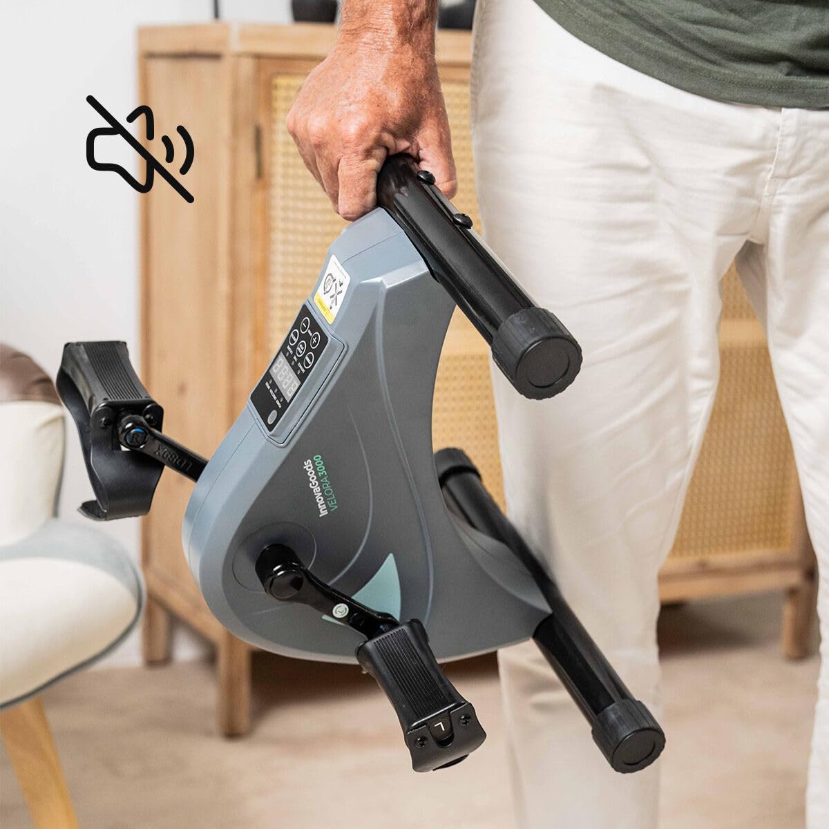 Velora Pédalier Électrique Assisté Bras et Jambes Mini Vélo d'Appartement Motorisé 12 Vitesses 5 Programmes Pédalage Bidirectionnel Écran LCD Tapis Antidérapant Télécommande