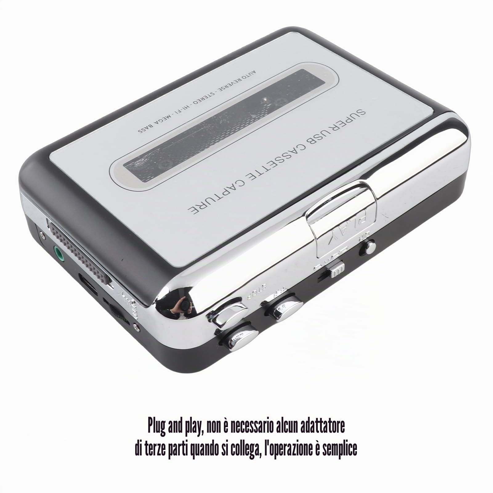 Cattura convertitore da Cassette a MP3 USB, convertitore di Cassette Lettore di Nastri Digitale Portatile per catturare Cassette Stereo/da Nastro a PC Convertitore di switcher MP3
