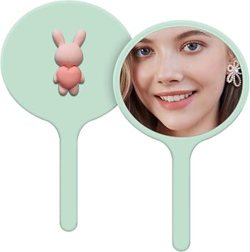 Mini Hand Mirror - Small Cute Compact Mirror for Travel, Unbreakable Pocket Mirror with Handle 6.5110.5cm