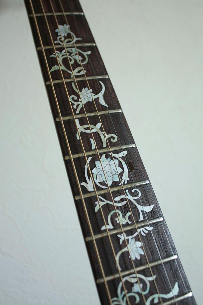 Jockomo Oriental Flower White Pearl Guitar Inlay Sticker