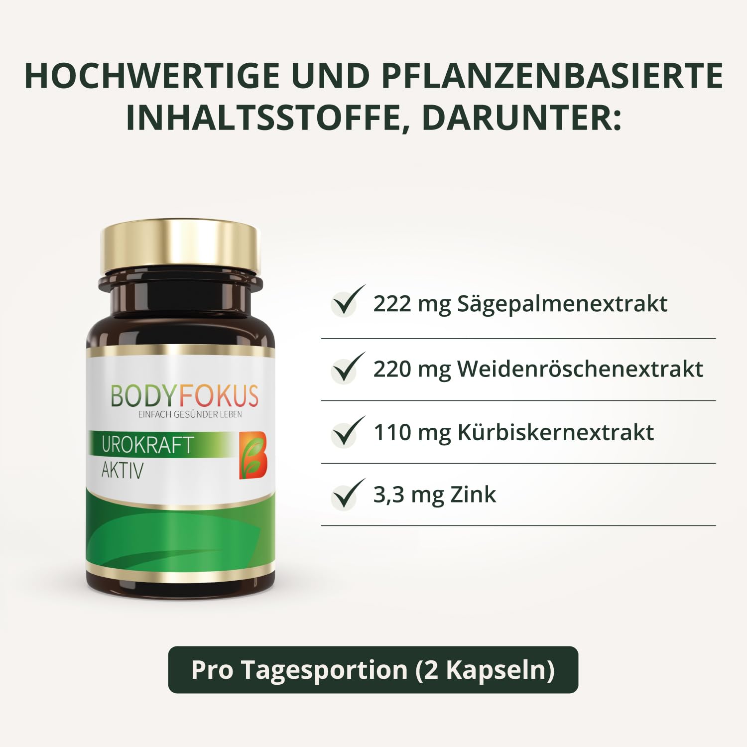 BodyFokus UroKraft Aktiv | einzigartige Zusammensetzung - 60 Kapseln - in Deutschland produziert … (Packung mit 2)