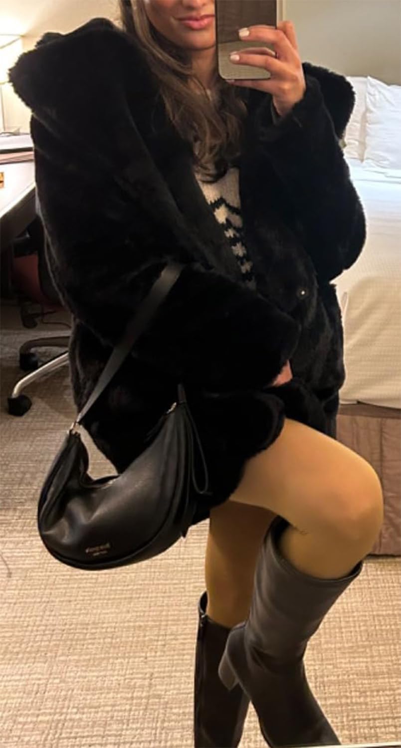 TOPONSKY Womens Winter Warm Lapel Faux Fur With Inner Lining & Buttons Coats - Image 3