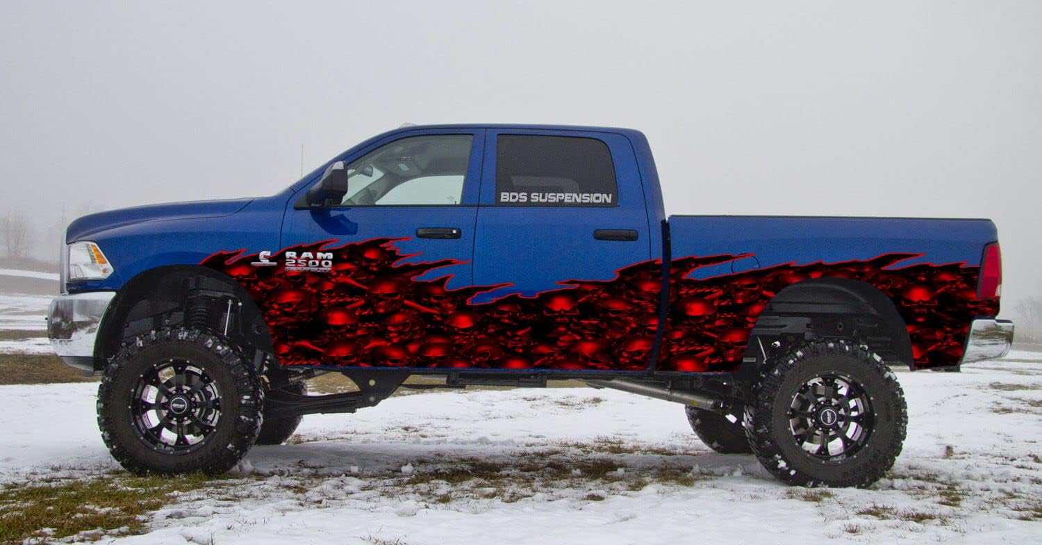 VSgraphics llc3D Skulls Ripped Metal car Vinyl Decal,Tribal Skulls Street Racing Graphic,Full Color Tribal Skulls Stickers,Cool Stickers for Sport Cars (22x70),Multi,ZZLB_4