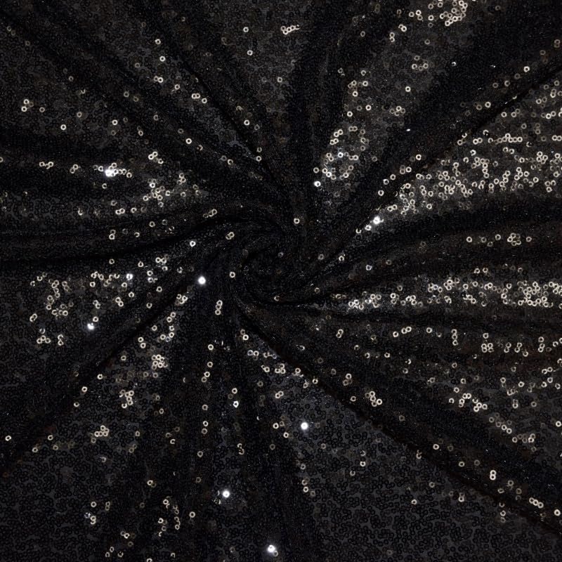 Elegant Event Essentials - Sequin Fabric - Sewing Fabric - Shimmer and Shine with Sequin Material - for Wedding Dresses, Home Decor, Arts & Craft - Durable - Pre - Cut Lengths - Black - 1 Meter