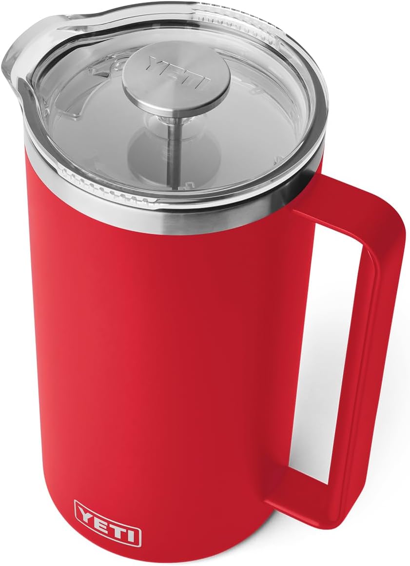 YETI Rambler 64oz. Cafetera de prensa francesa, con filtro GroundsControl, rojo rescate