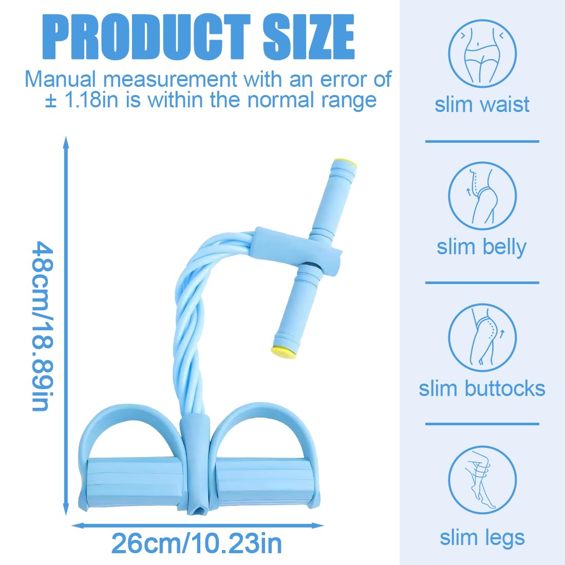 XPEX 1 PCS Fascia di resistenza per pedale(blu),fasce elastiche per allenamento, 6 tubi, corda elastica con pedale, elastici palestra, attrezzatura per esercizi per uso domestico.