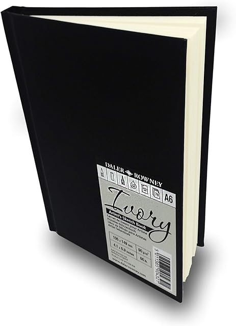 Daler Rowney - Ivory Artist's Hardback Sketch Book - 90gsm - 78 Removable Pages - A6 Portrait