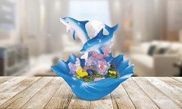 4" H Blue Dolphins on Seashell Figurine Statue Home/Room Decor Ideas for House Warming, Holidays and Birthdays Great Collectible Addition