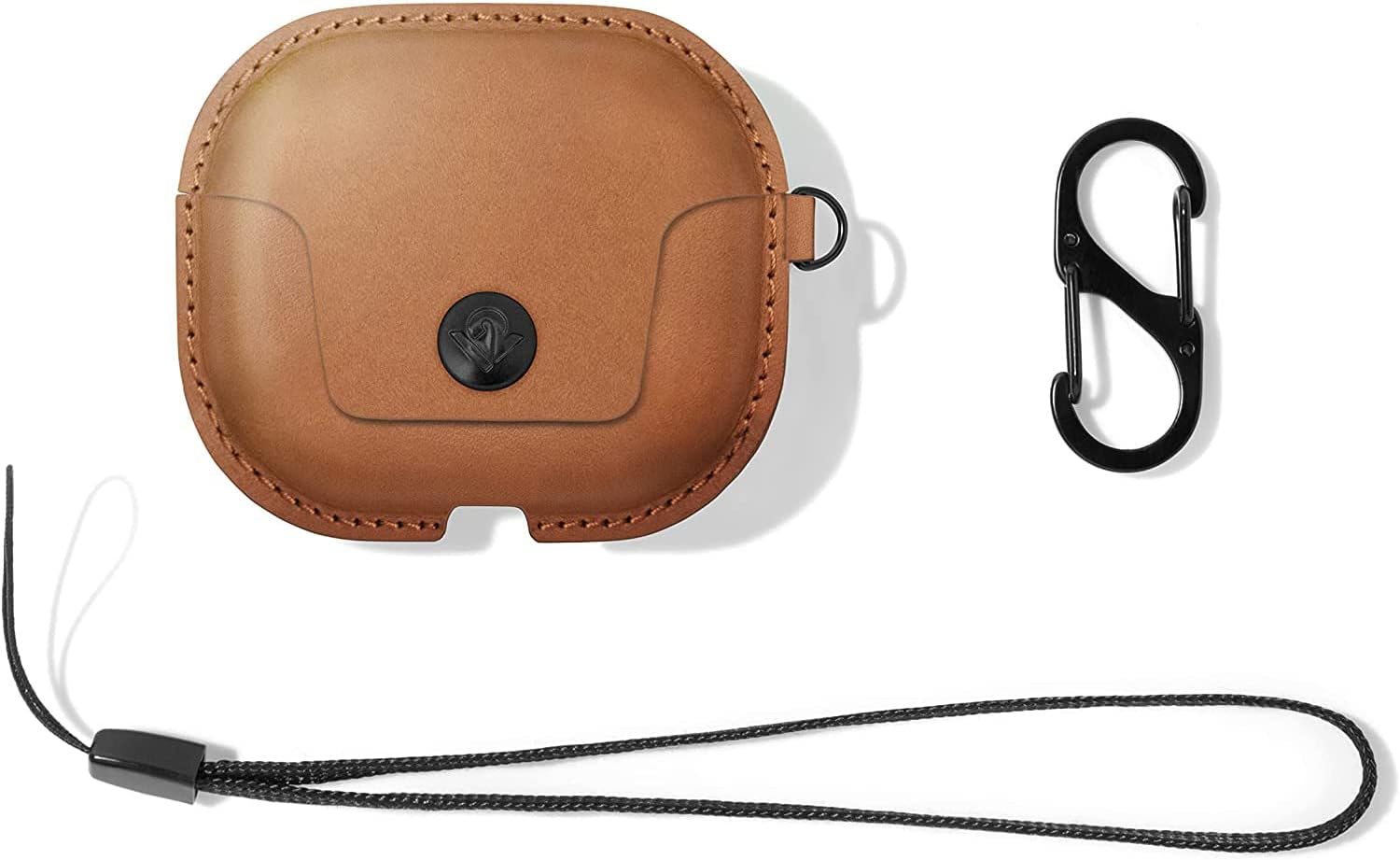 Twelve South AirSnap | Leather Protective Case/Cover with Loss Prevention Clip for AirPods & Wireless Charging Case for AirPods, Black