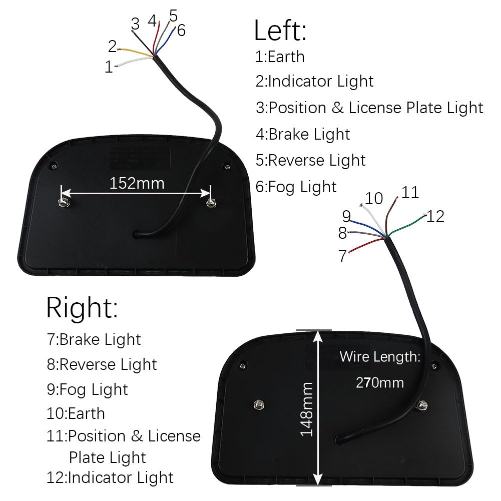 Pilotos Traseros de Iluminación Luces Traseras LED para Remolque Camión Caravan 12V 24V Lámpara Trasera Impermeables 7 Funciones Luz Trasera LED Homologados ECE