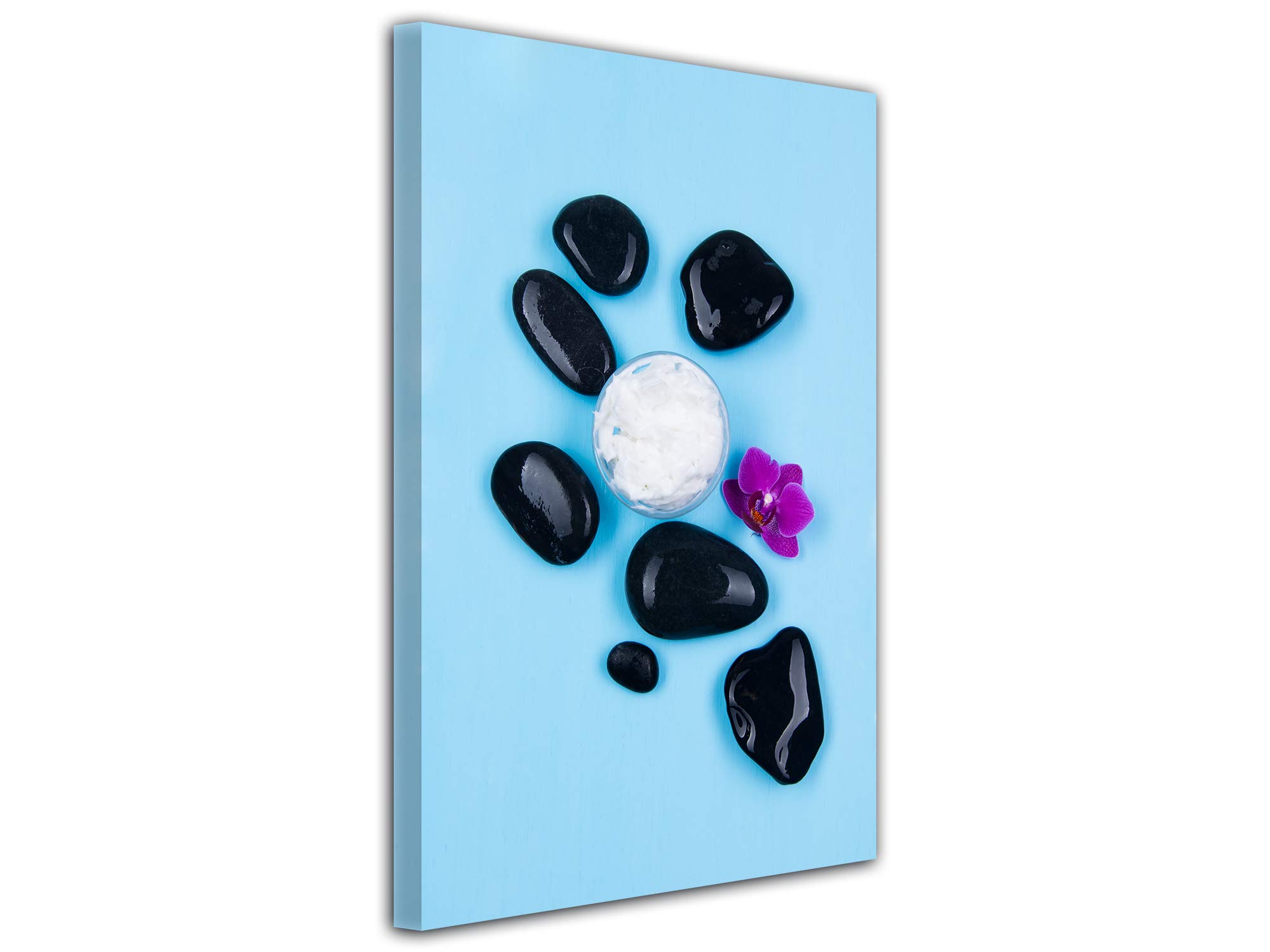 Declina, Quadro Decorativo da Parete per Soggiorno Moderno, Quadro Decorativo da Parete, Quadro Decorativo con ciottolo, 30 x 50 cm, Turchese, Canvas, Turquoise, 80x120 cm