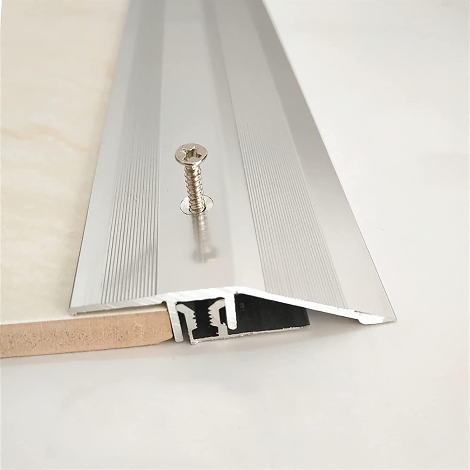 Profilo di Transizione, Striscia di Soglia, Tappeto for piastrelle for pavimenti in legno Strisce di rifinitura for bordi argentati, include base e hardware, installazione rapida