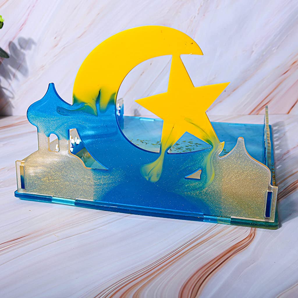 Molde de silicona con diseño de estrella de luna para joyas, decoración del hogar