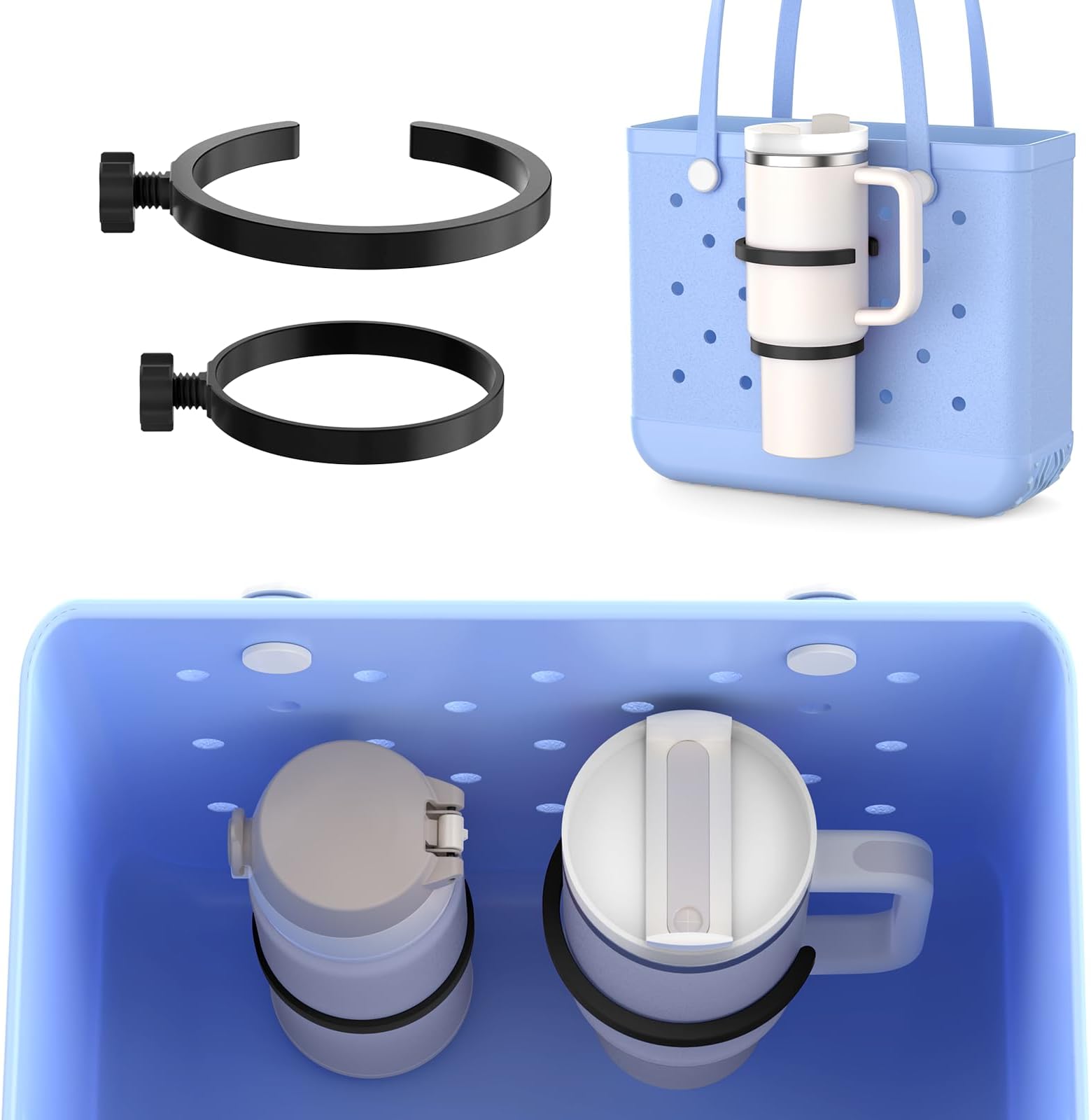 OUTXE 2 Pack Cup Holder for Bogg Bag, Fits 16-40oz Stanley, Insert Drink Holder Attachment Compatible with All Bogg Bags & Simply Southern Beach Tote Bag