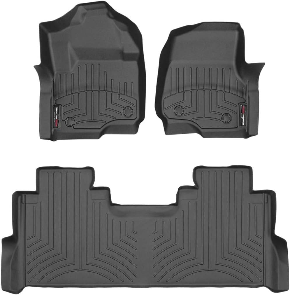 WeatherTech FloorLiners fits 2017-2026 Ford Super Duty - SuperCrew (1st & 2nd Row) Front Bench Seats, Black