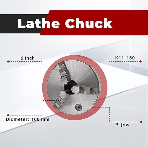 Miniatura 4 de findmall 6 Inch Lathe Chuck K11-160 3-Jaw Self-Centering 160mm CNC Lathe Chuck