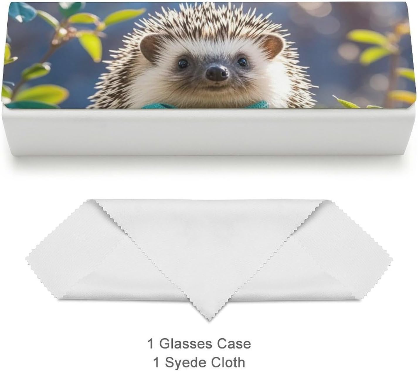 Lovely Hedgehog Glasses Case Eyeglasses Case with Cleaning Cloth Premium Leather Spectacle Cases - Thoughtful Gift for Friends & Loved Ones image 3