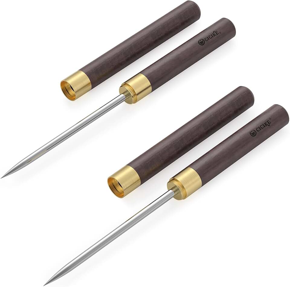 Heavy Duty Ice Pick with Safety Cover (Pack of 2) - Stainless Steel Wood Handle Ice Chipper for Kitchen Freezer & Bartending - Great Cigar Nubber Gift Set