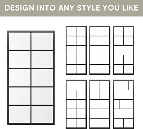 Miniatura 7 de Jubest Puerta corrediza de cristal para granero de cocina, 42 x 84 pulgadas, estilo francés moderno, marco de aluminio, vidrio templado 5-Lite,