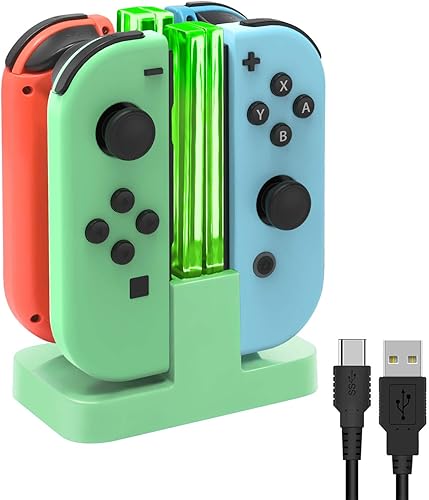 Charging Dock Replacement for Switch & Switch OLED for Joy Con, Charging Station for Switch with a USB Type-C Charging Cord- Green