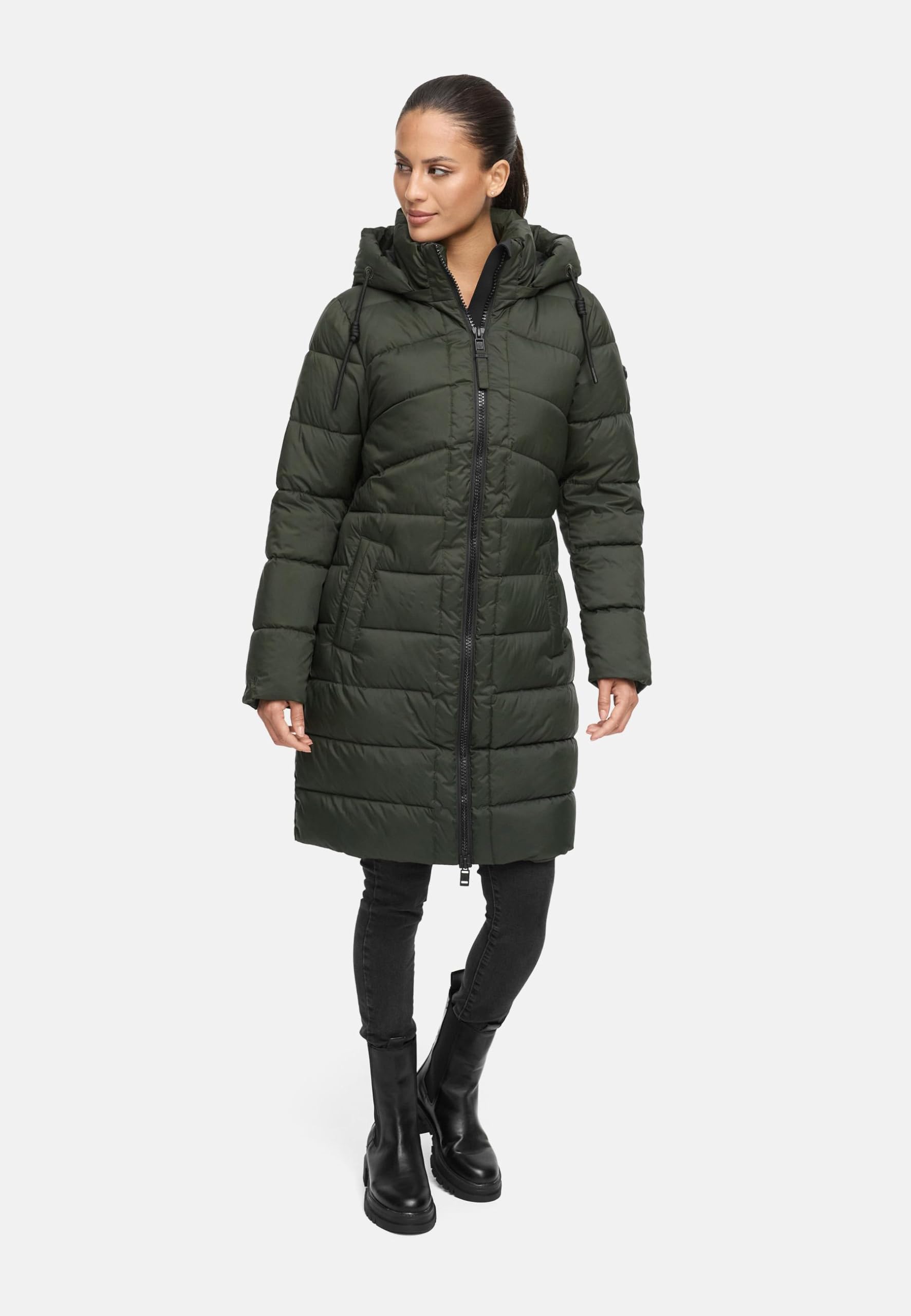 MARIKOO Abrigo largo de invierno para mujer, abrigo acolchado cálido con capucha extraíble, bolsillos fríos 16 S-3XL