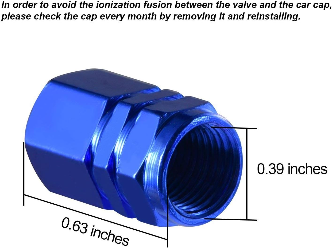 EBOOT 8 Pieces Tire Stem Valve Caps Wheel Valve Covers Car Dustproof Tire Cap, Hexagon Shape (Blue)