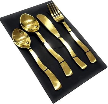 Flatware Set Brass Gold Stainless Steel Cutlery Housewarming Gift
